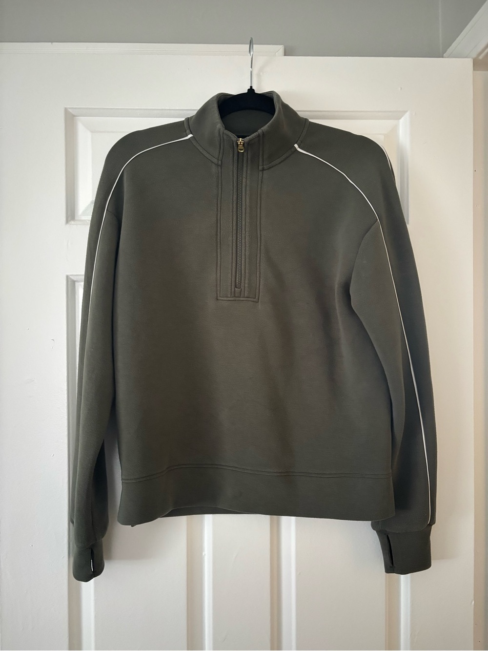 Varley Kirsi Half Zip Pullover Olive Green Scuba Sweatshirt - Size Small - Picture 6 of 12
